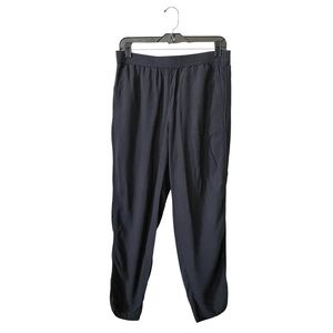 Madewell Dolphin Hem Track Trousers M4236 Women's Size S Black Pull On Pockets